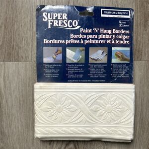 Graham & Brown Super Fresco Paint 'N' Hang Border Sunburst 4.6" x 5yds White New